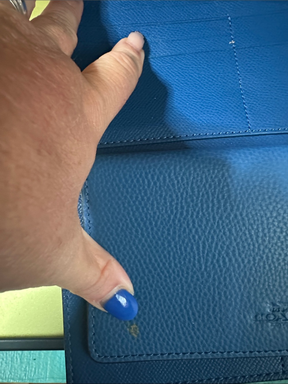 Coach Blue Pebbled Leather Wallet - Picture 3 of 4